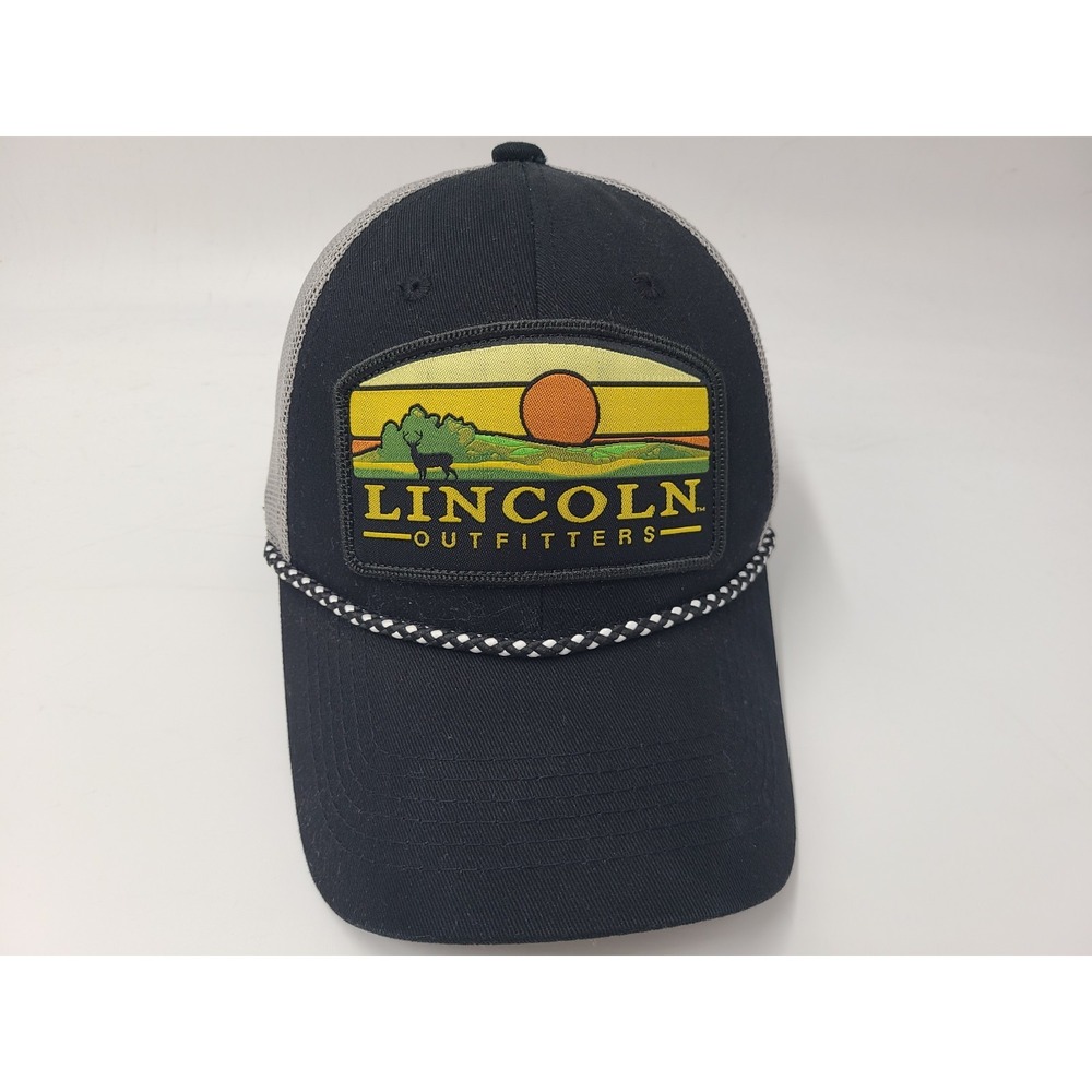 Lincoln Outfitters Sunset Rope Mesh Trucker Snapback Hat Cap Deer Men Black Gray